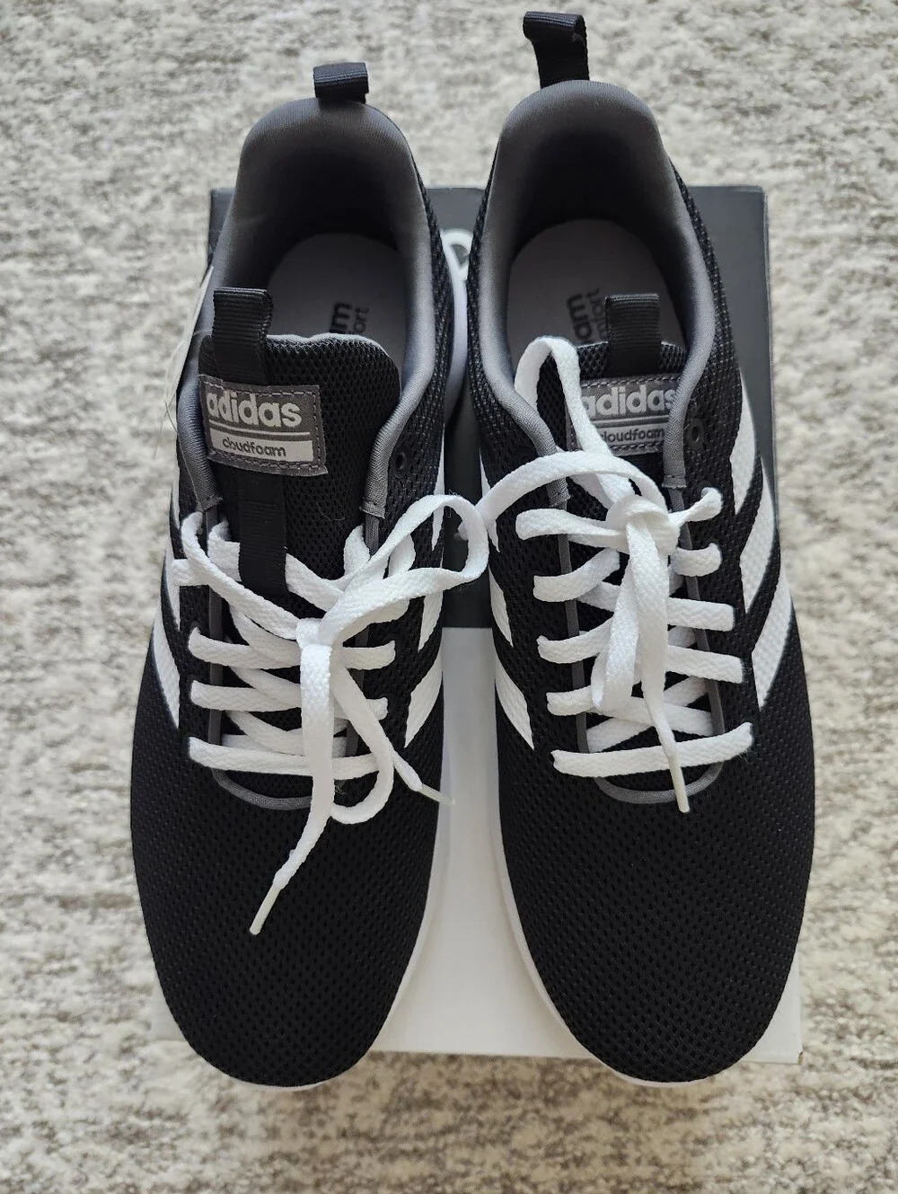 Adidas Men’s Lite Racer Cloudfoam Black and White Lace-Up Sneakers